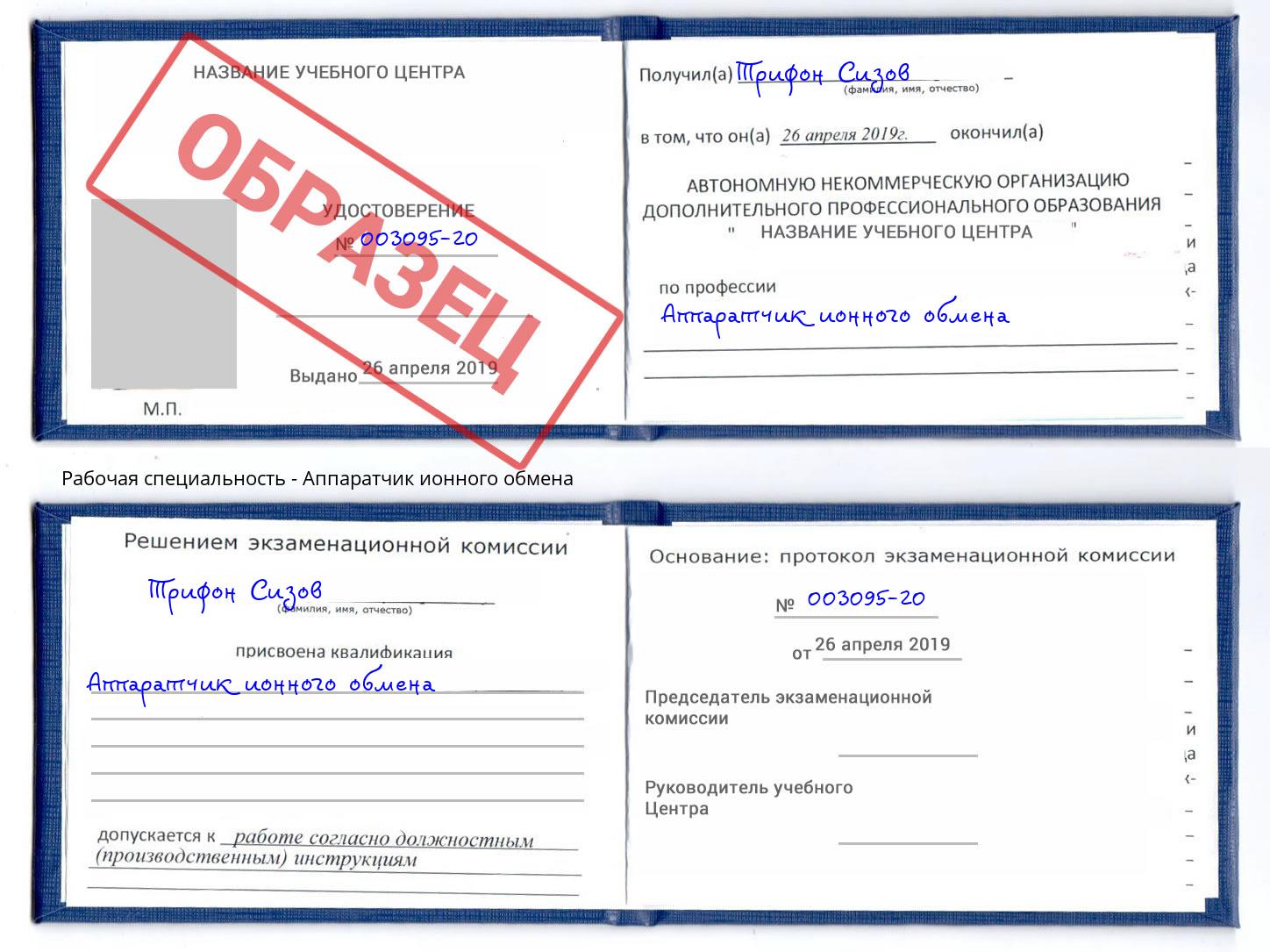 Аппаратчик ионного обмена Аша