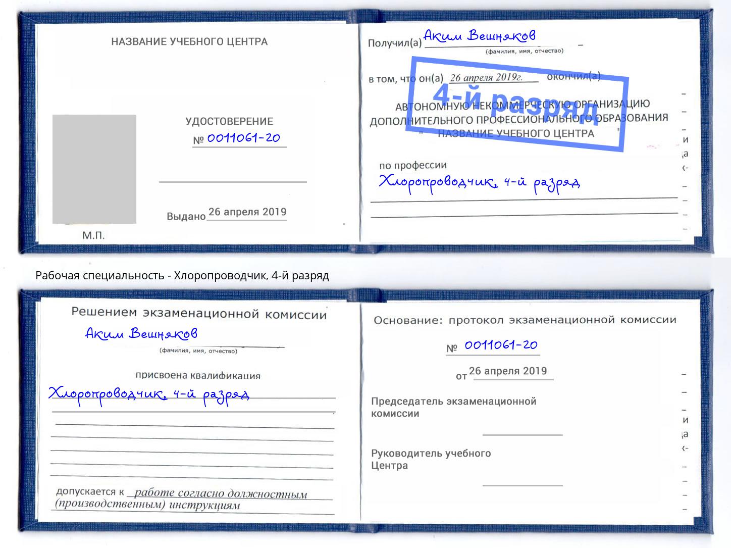 корочка 4-й разряд Хлоропроводчик Аша