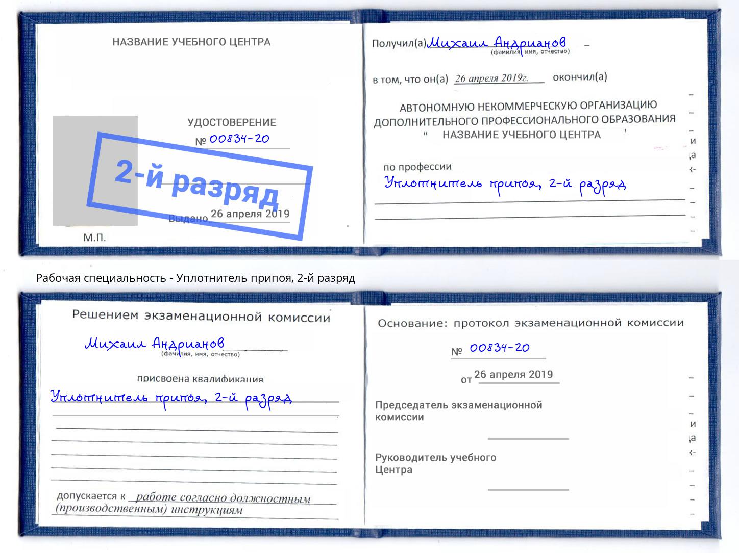 корочка 2-й разряд Уплотнитель припоя Аша
